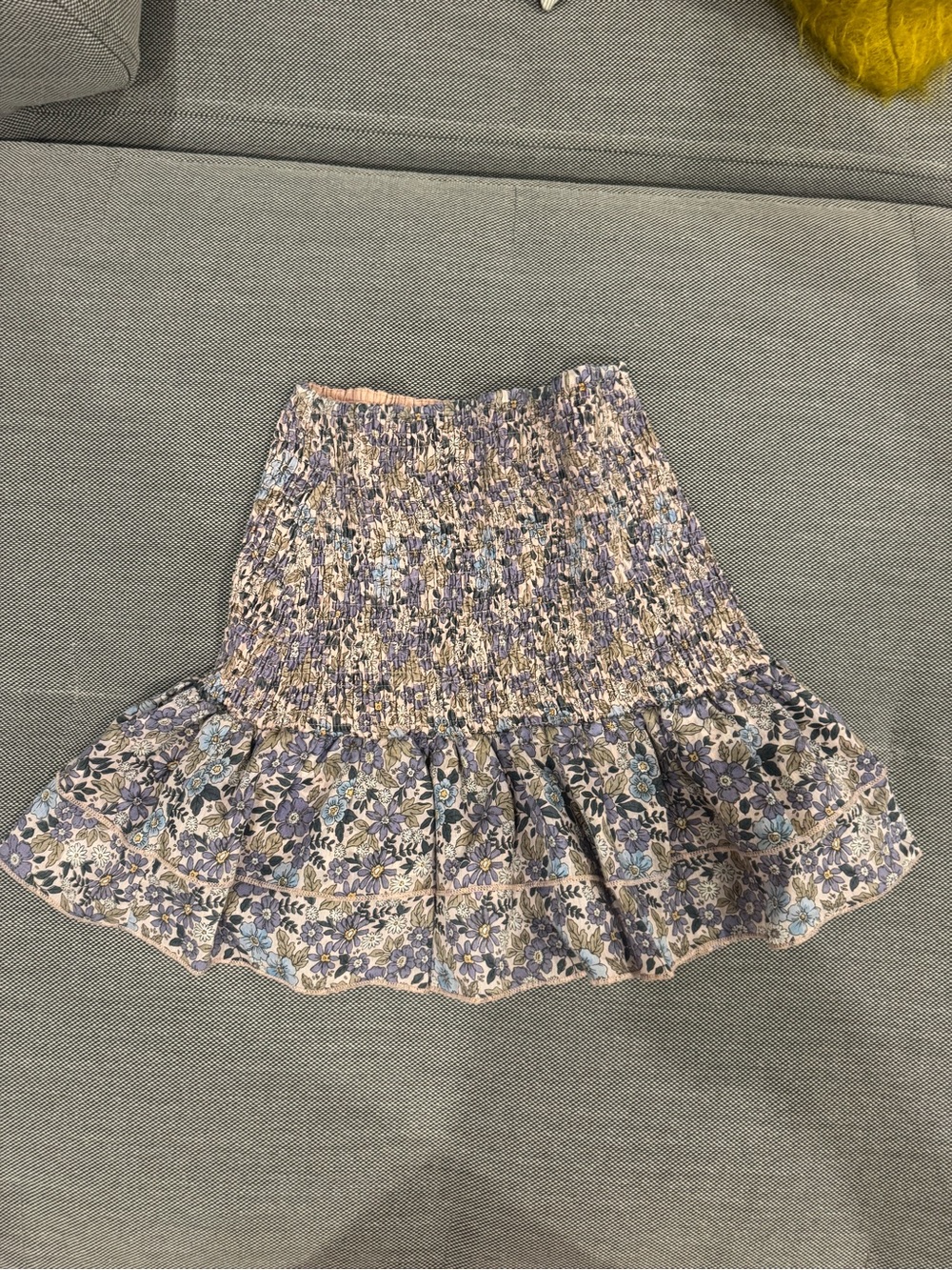 Jacqui E Lavender Floral Smocked Ruffle Skirt